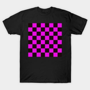 pink and black check pattern T-Shirt